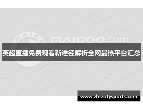 英超直播免费观看新途径解析全网最热平台汇总